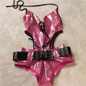 Pink Rave Bodysuit with Matching Belt
